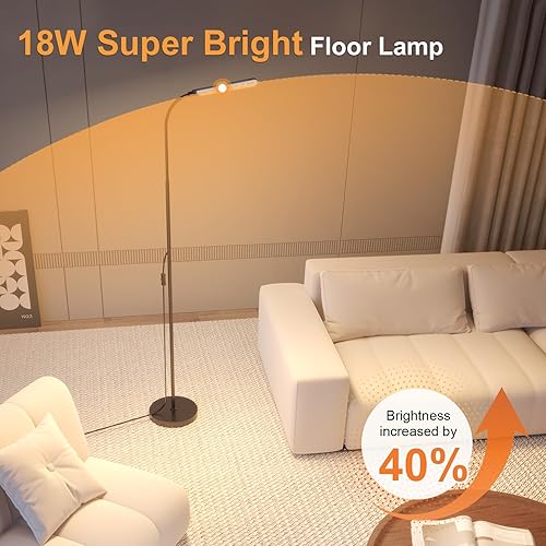 Miniatura 2 de Lámpara de pie, brillante lámpara LED de pie de 18 W para sala de estar, control remoto y brillo ajustables con interruptor de encendidoapagado,