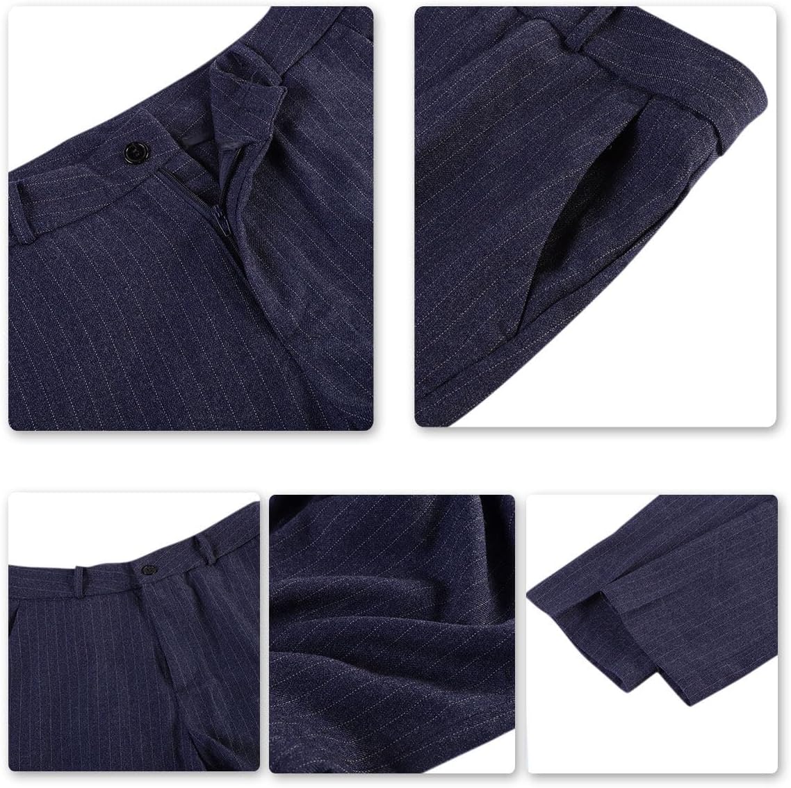 YUNCLOS Women's 2 Piece Office Lady Stripes Business Suit Set Slim Fit Blazer Jacket Pant - Image 6