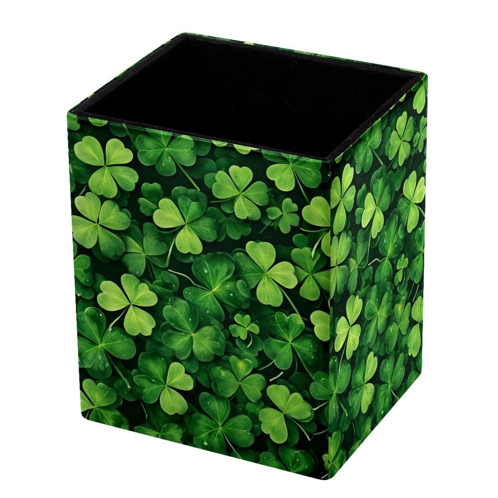 VAPOKF Pencil Holders for Desk, Shamrock Printed Pen Holders Pen Pot Makeup Brushes Storage Desktop Stationery Supplies Organiser for Home Office