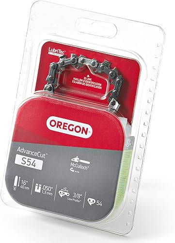 Oregon S54 AdvanceCut Cadena de motosierra de repuesto para barras guía de 16 pulgadas, 54 eslabones de transmisión, paso 38 pulgadas, calibre .050