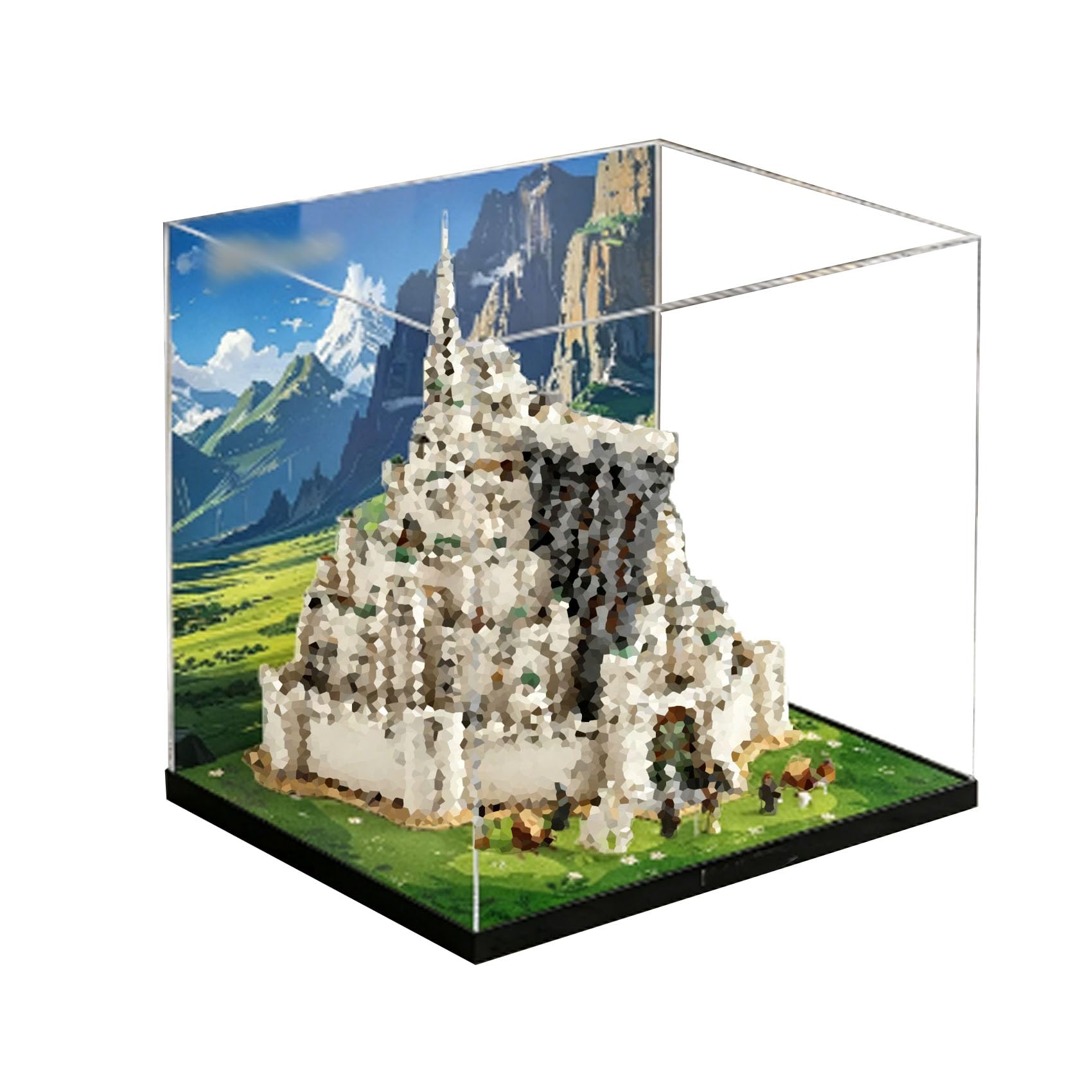 Acrylic Display Case for Le-go 11377 Castle Model, Dustproof Display Box (display box only) (StyleA Background 3mm)