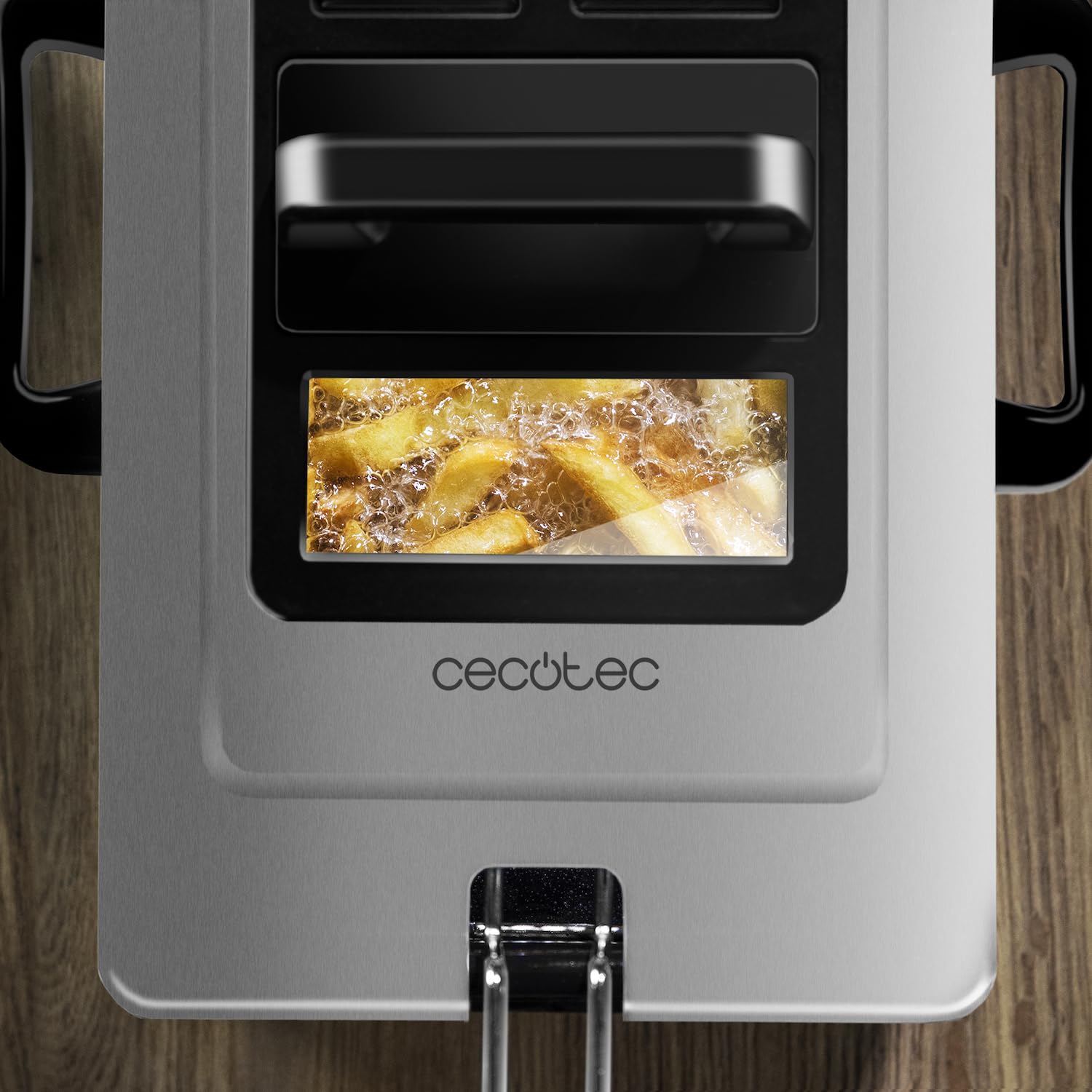 Cecotec Friteuse Électrique de 3L Cleanfry 3 L. 2000W, Acier inoxydable, Filtre OilCleaner, Corps, Cuve, Couvercle et Panier en Acier Inoxydable, Couvercle avec Fenêtre et Filtre Anti-odeurs