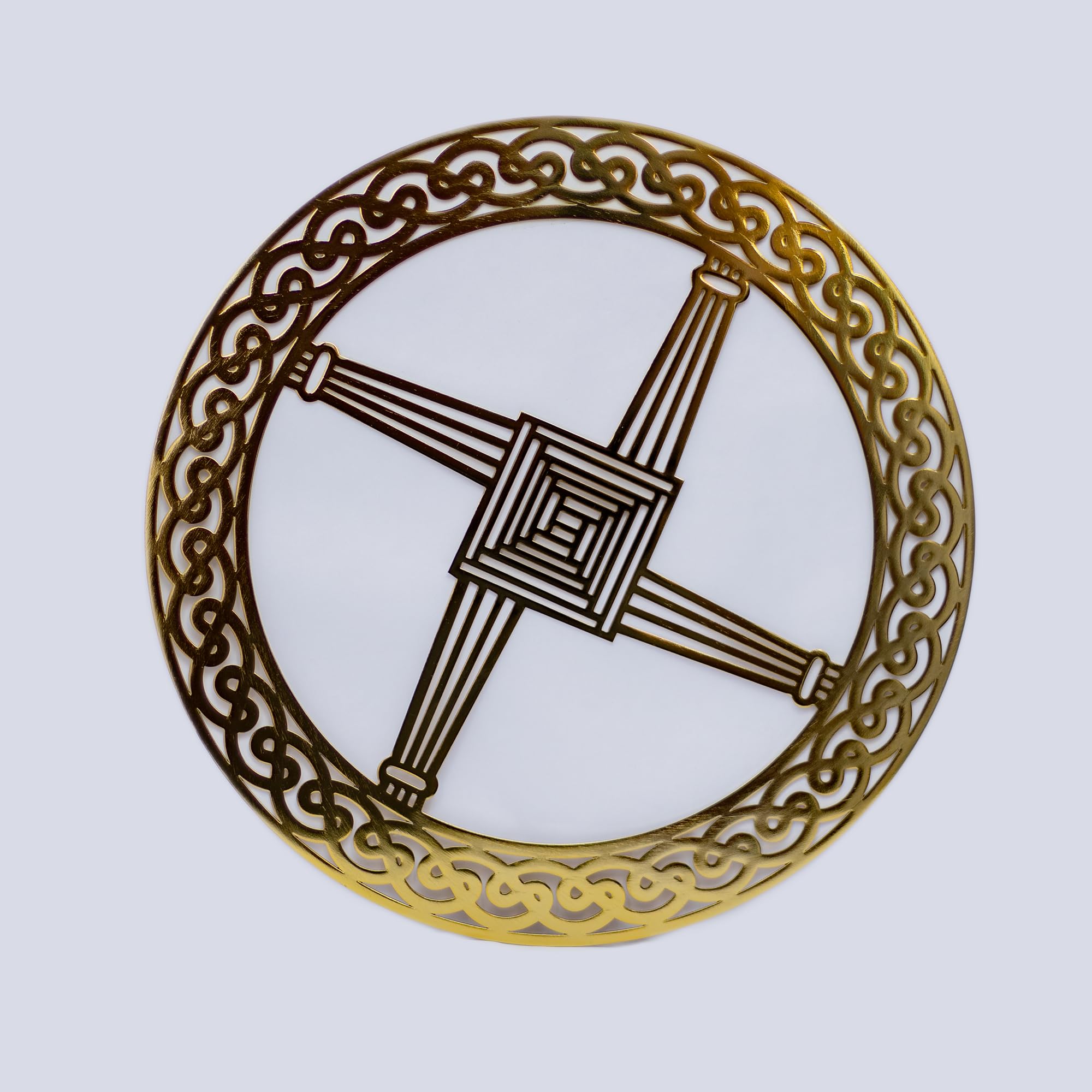 Exclusively Irish St Brigit's Cross Irish Round-Shaped Wall Hang Celtic Housewarming Decoration (Polished Brass) - Image 2