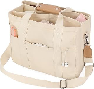 Barsine Messenger Bag for Women and Men, Multi-Pocket & Compartments Everyday Tote, Lightweight Canvas Bible Sturdy Bag