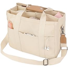 Barsine Messenger Bag for Women and Men, Multi-Pocket & Compartments Everyday Tote, Lightweight Canvas Bible Sturdy Bag