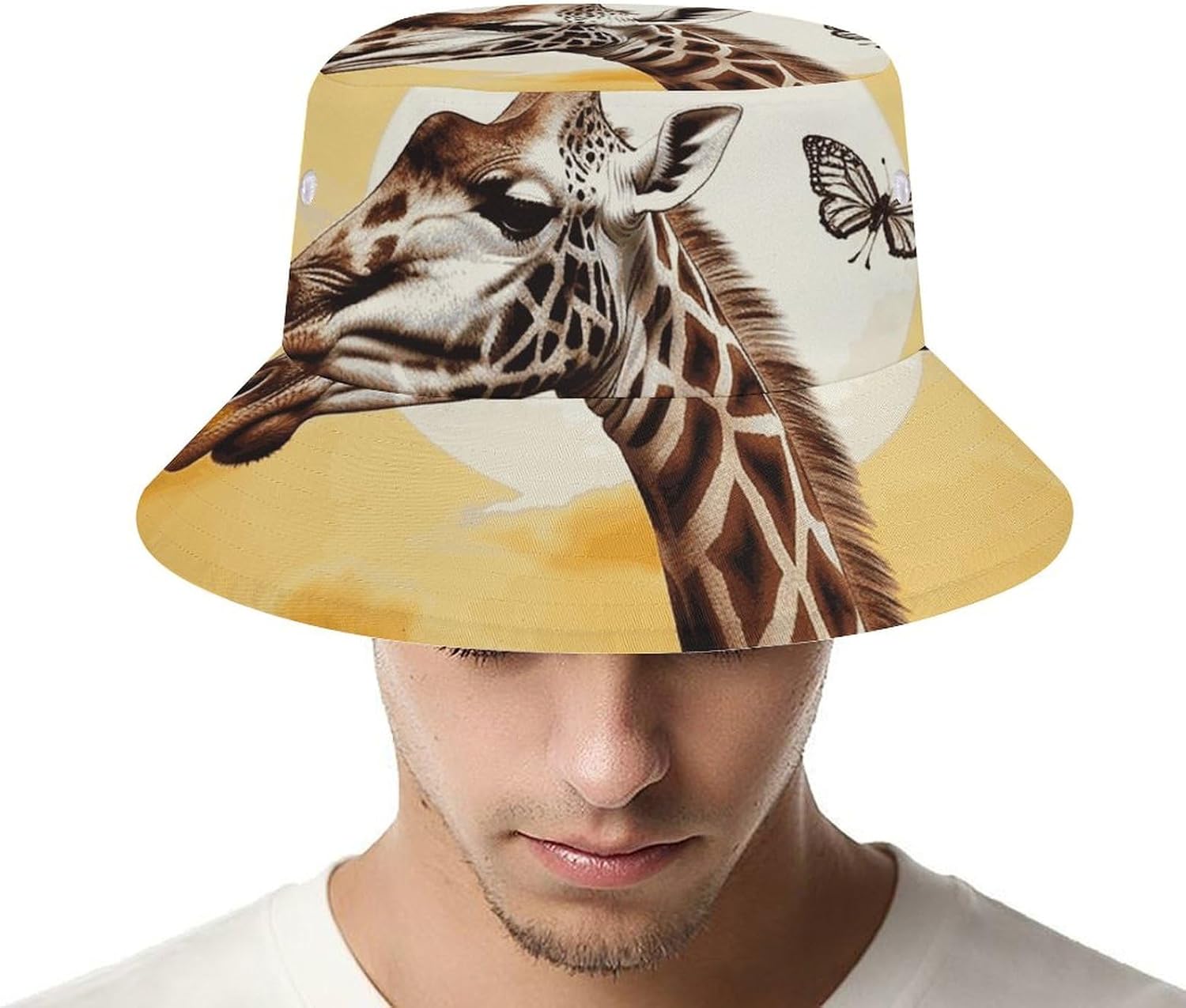 Giraffe and Sunflower Bucket Hat Packable Sun Hats Travel Summer Beach Fisherman Cap for Women Men Teens