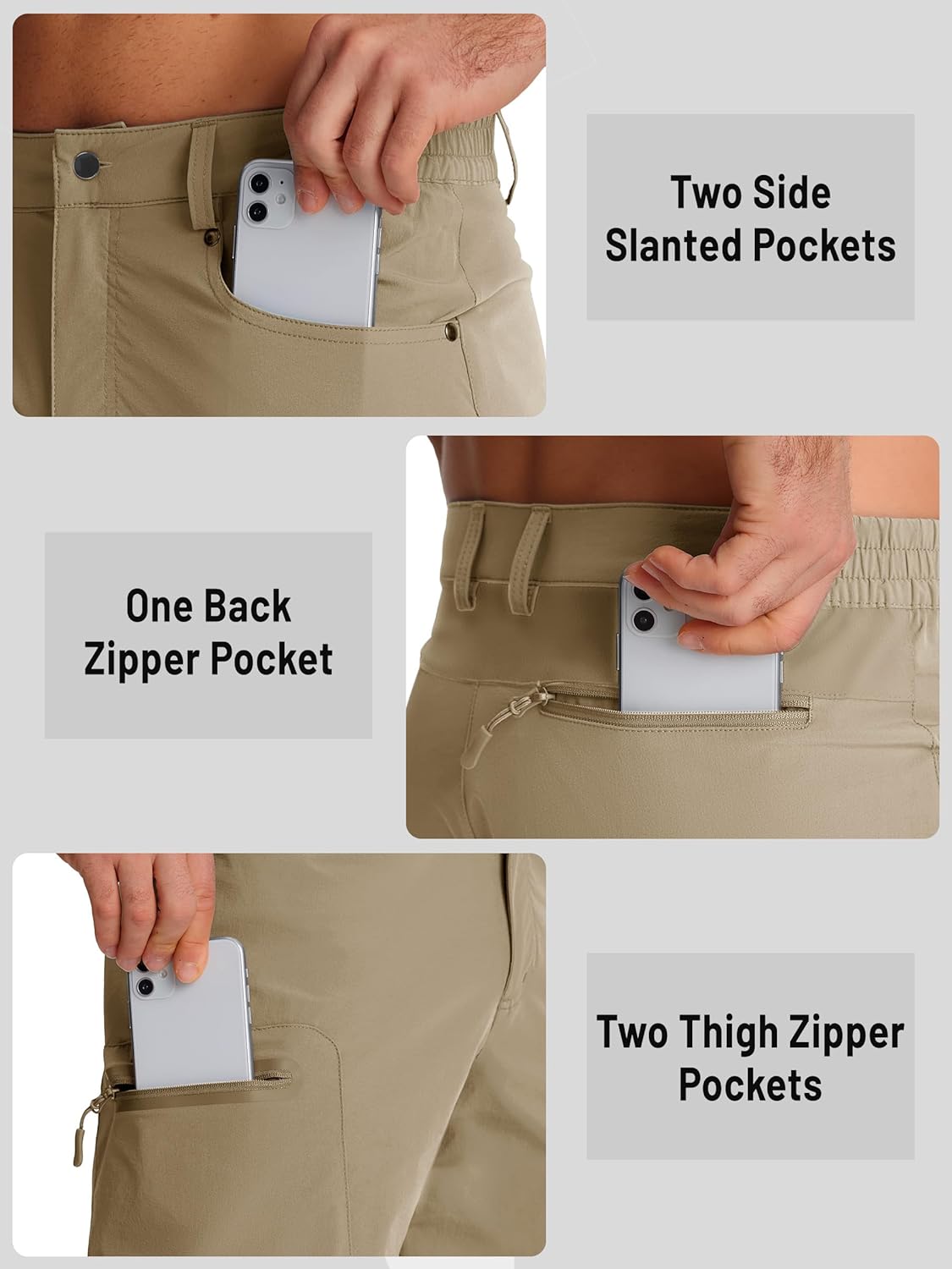 TACVASEN Men's Hiking Cargo Shorts 10" Quick Dry Lightweight Casual Summer Outdoor Golf Shorts with 5 Zipper Pockets
