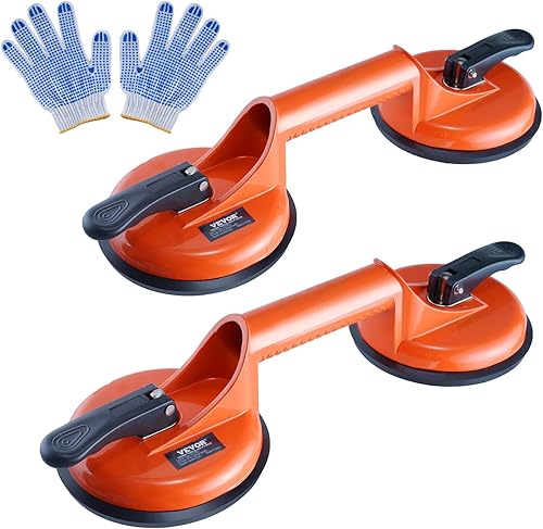VEVOR Ventosas de vidrio, ganchos de soporte de vidrio con mango de placa de aluminio resistente para levantar vidrio grandevidrio móvil, fijador de