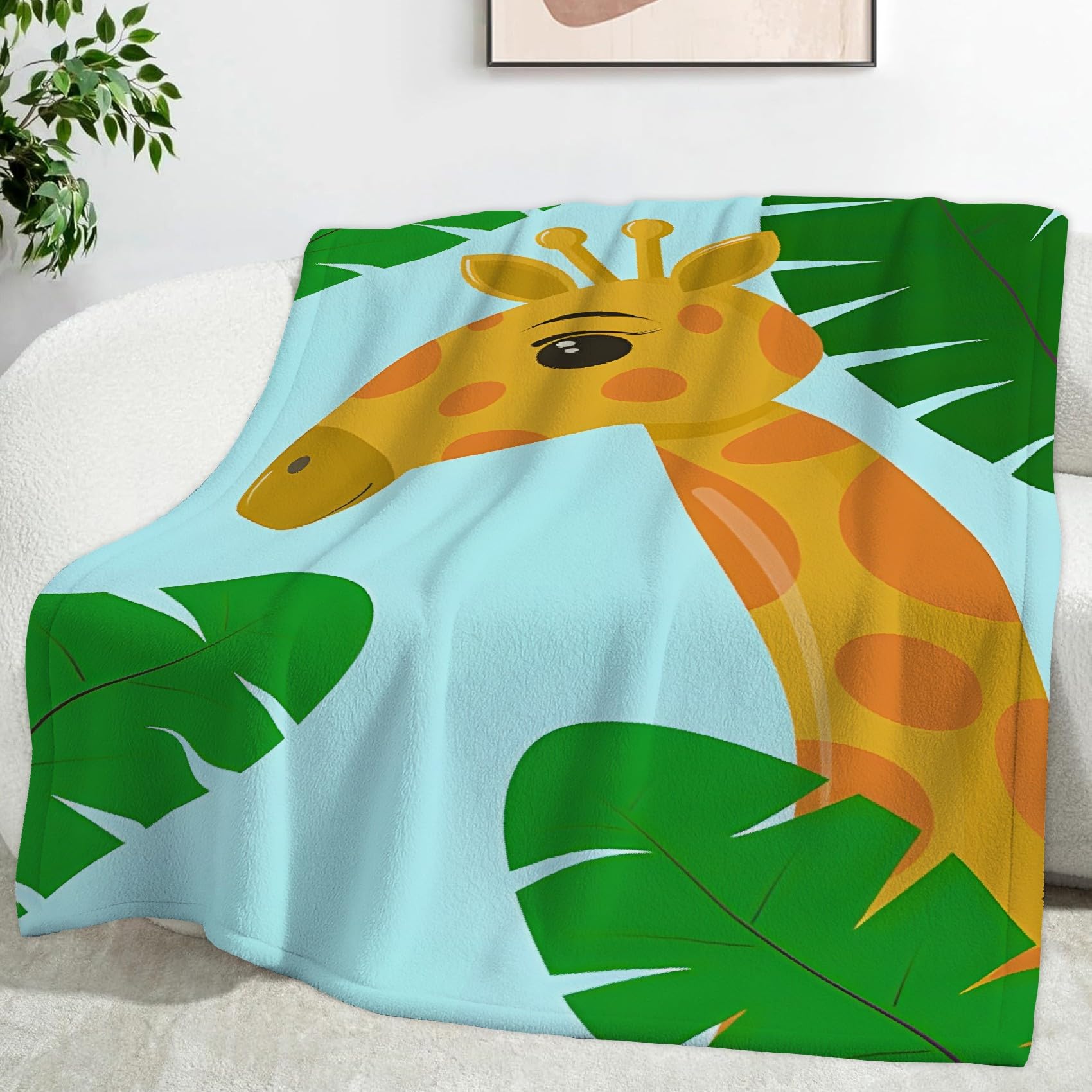 Ypthriline Giraffe Blanket, Cartoon Giraffe Microfiber Flannel Throw Blanket, Comfortable Soft Fluffy and Warm, Blankets for Beds, Sofas and Recliners, 230×270 CM