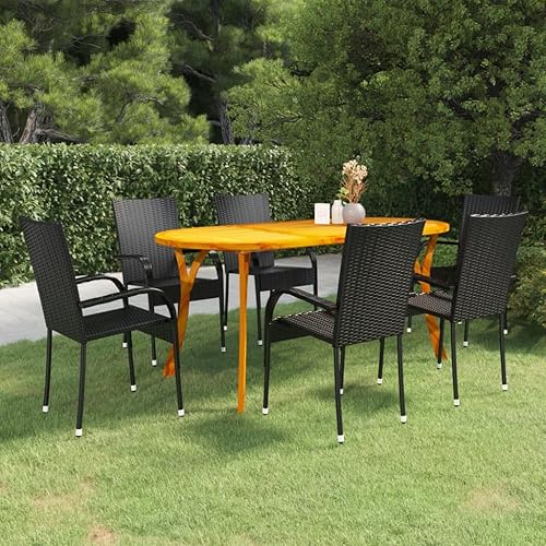 Miniatura 1 de BIGBARLEY Garden Chairs, Park Chairs, Outdoor Chairs, Front Porch Outdoor Furniture for Parks, lawns, Yards,7 Piece Patio Dining Set Black