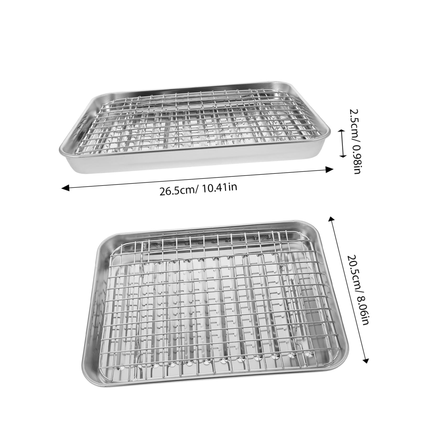Juego de Bandeja de Horno de Acero Inoxidable con Rejilla, 43 Cm | Drenaje de Aceite, Servir Fritos, Uso en Casa y Familia, Estilo Simple, 1 Juego