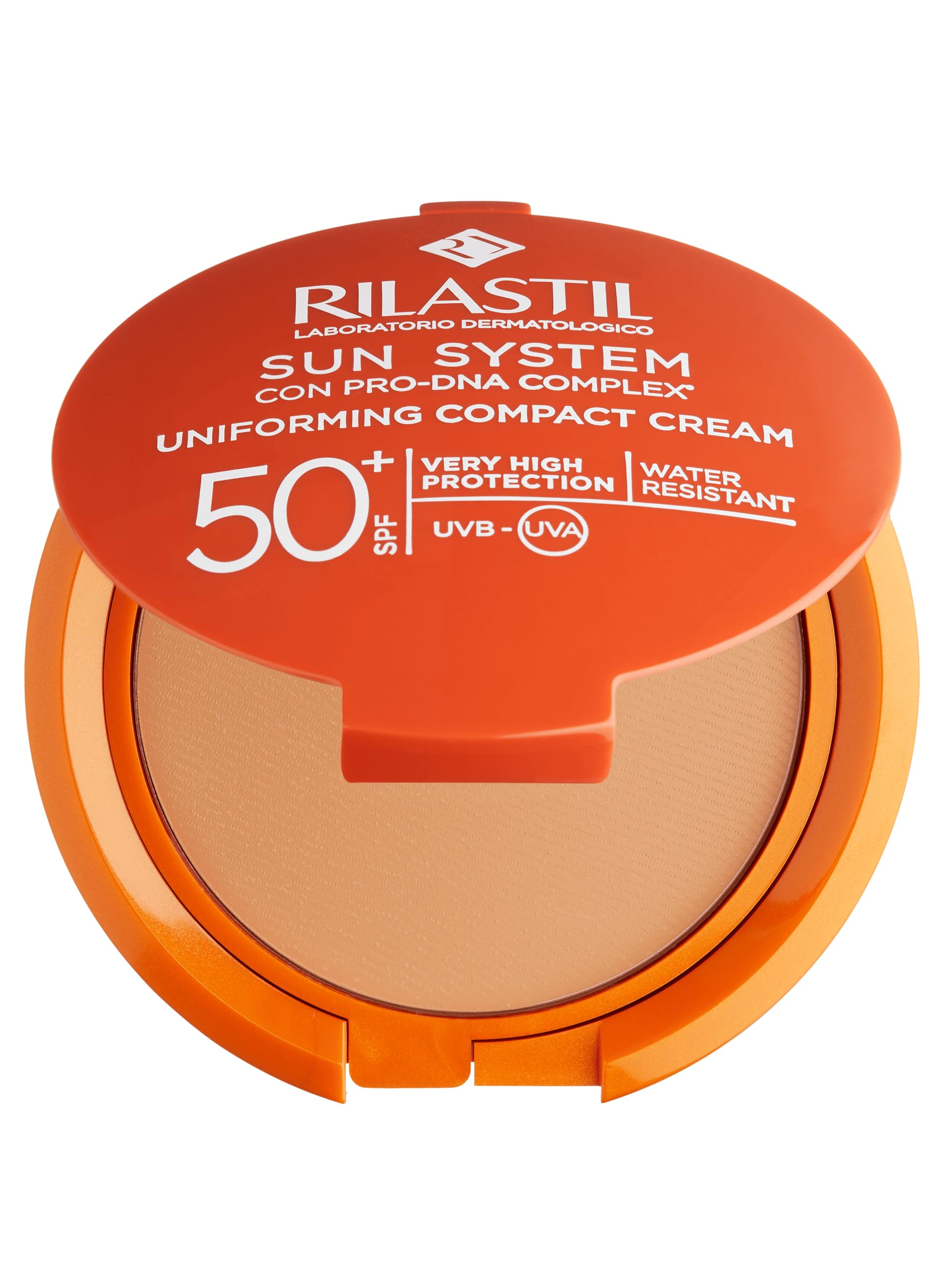Rilastil Sun System - Base compatta con Spf 50+, corregge le imperfezioni e unifica il tono, resistente all'acqua