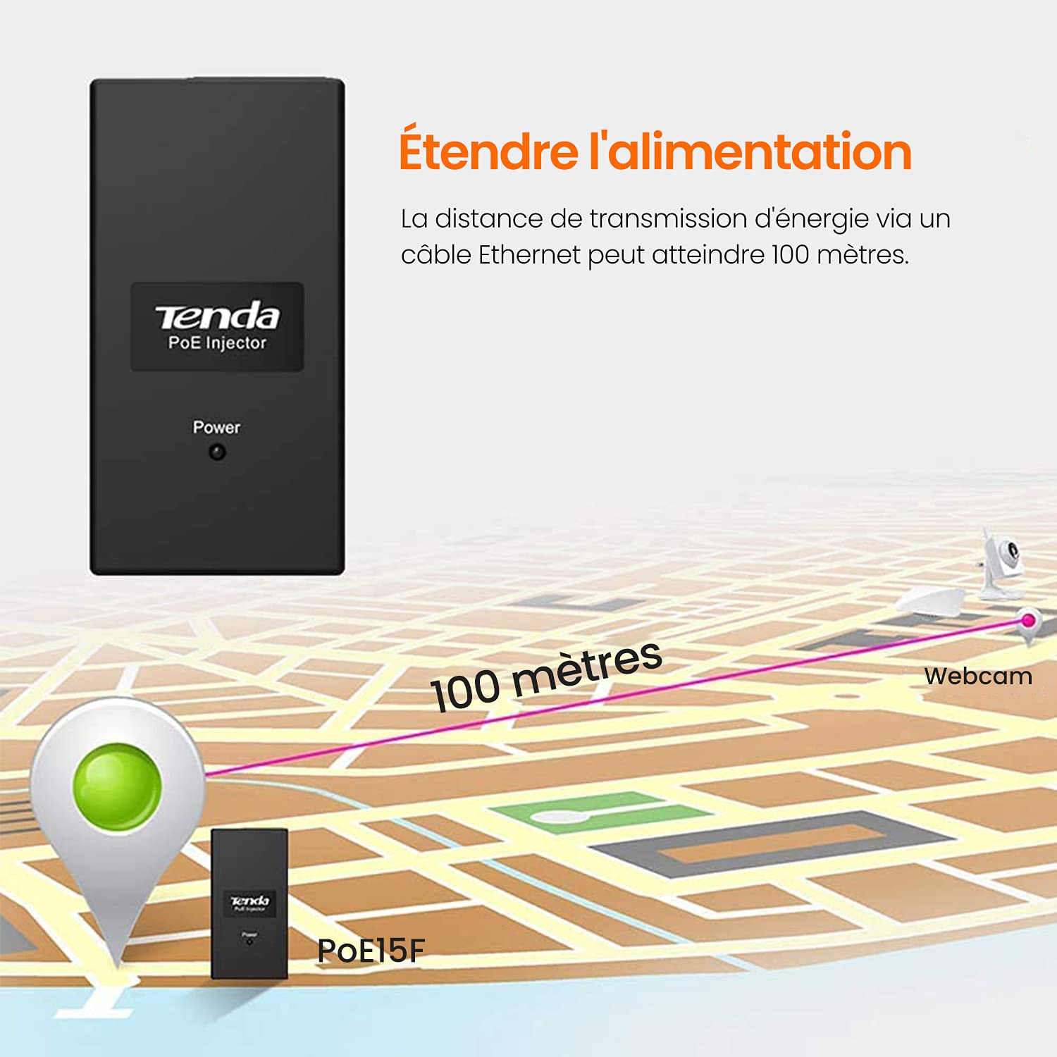Injecteur PoE+ Gigabit 30W 48V – Adaptateur IEEE 802.3af/at Passif, 10/100/1000 Mbps, 100m, Plug & Play Pour Caméra IP, AP WiFi, Vidéophone
