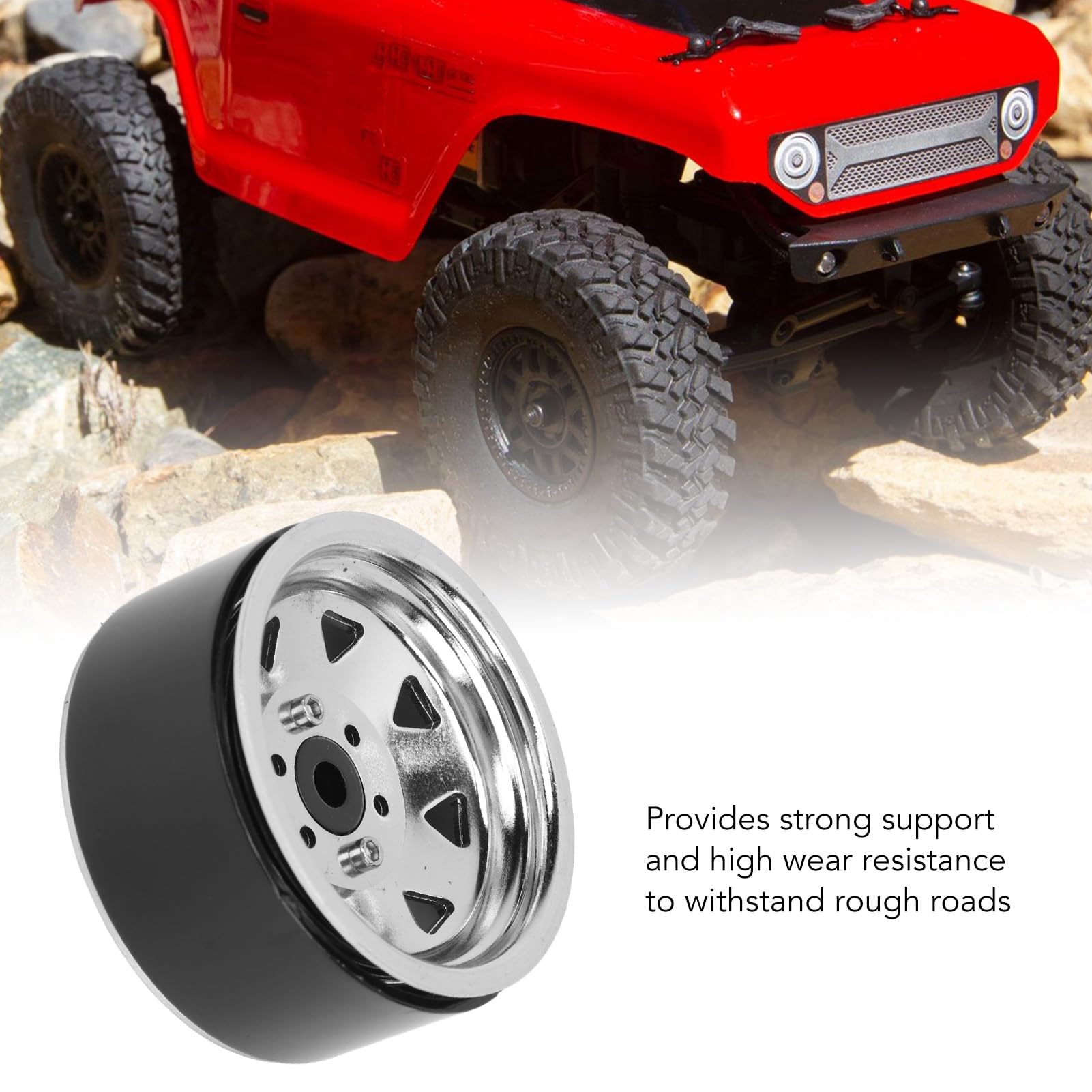 1,9-calowe felgi RC Uniwersalne dopasowanie Mocne wsparcie 8-ramienne felgi do kół Axial SCX10 SCX10 II SCX10 III Wysoka trwałość Konstrukcja ze stali stopowej cynku Zwiększona (Srebrny)