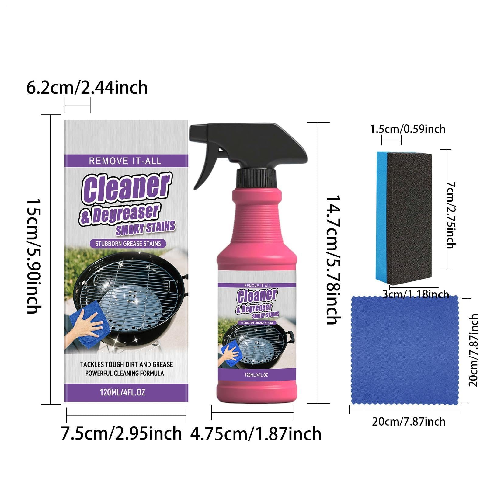 Générique Spray Nettoyant Barbecue - Dégraissant Multi-Usage Action Rapide 120 ML - Nettoyant Four Usage Intensif - pour Barbecue Camping Cuisine Extérieure Fours Plans de Travail