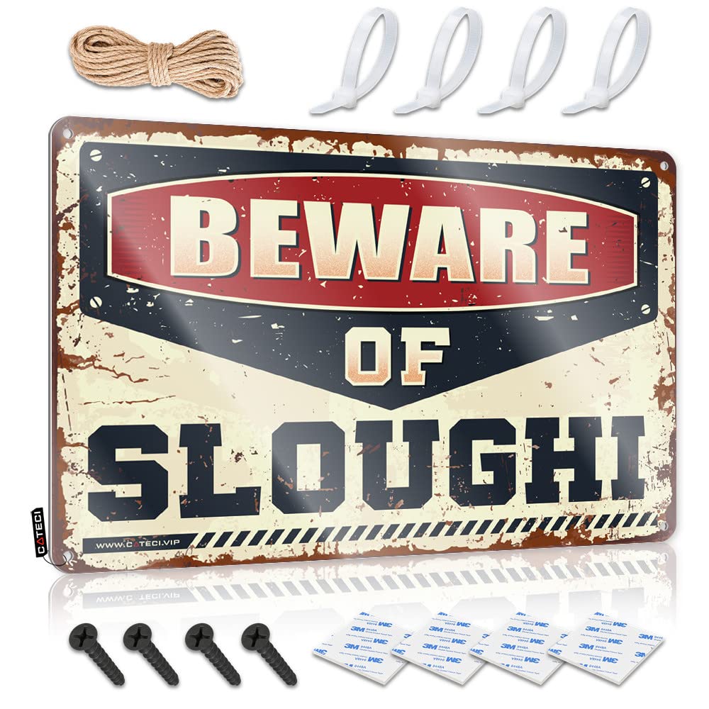 STWNVOITV Coffee Tin Sign Beware Of Sloughi Tin Sign Boys Bedroom Accessories Small Sign(30X40CM)