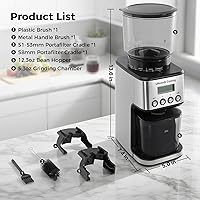 Vista 8 de Burr Coffee Grinder, Electric Coffee Grinder with 51 Grind Settings, Precision Timer, Stainless Steel Espresso Grinder with Anti-Static Design, Easy