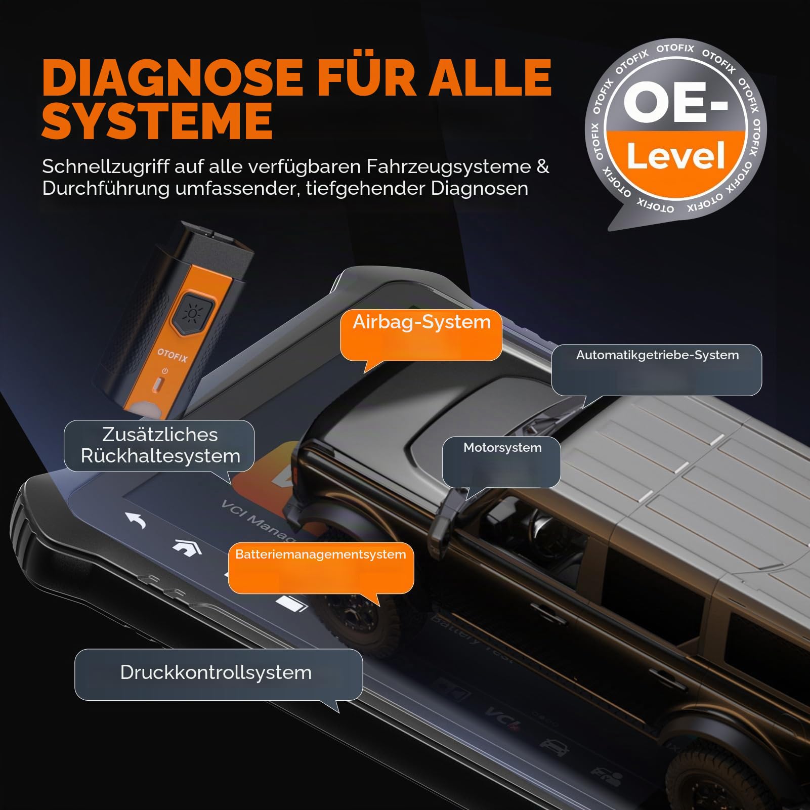 OTOFIX D1 PROS2 Obd2 Diagnosegerät für Alle Fahrzeuge, Alle Systemdiagnosen auf OE-Niveau, ECU-Codierung, 40+ Servicefunktionen, Bidirektionale Steuerung, Auto Scan 2.0, CANFD & DOIP, 2-Jahres-Update