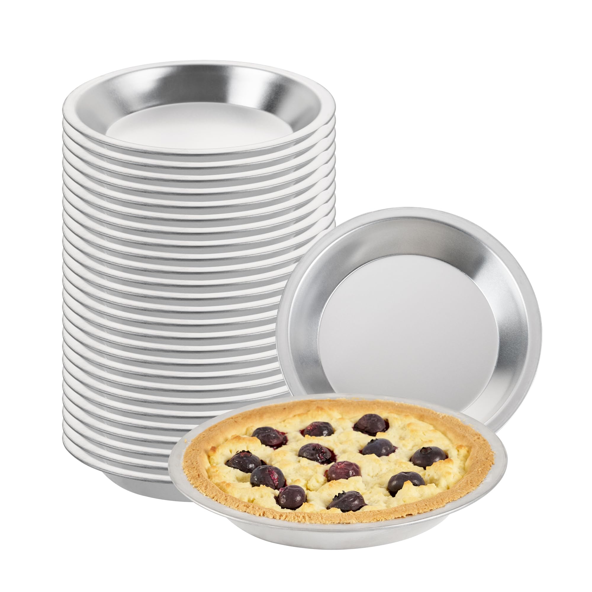 Photo 1 of ***ONLY 2 INCLUDED***
Restaurantware Aluminum Pie Pan - 8 Inch Round, 1.25 Inch Deep