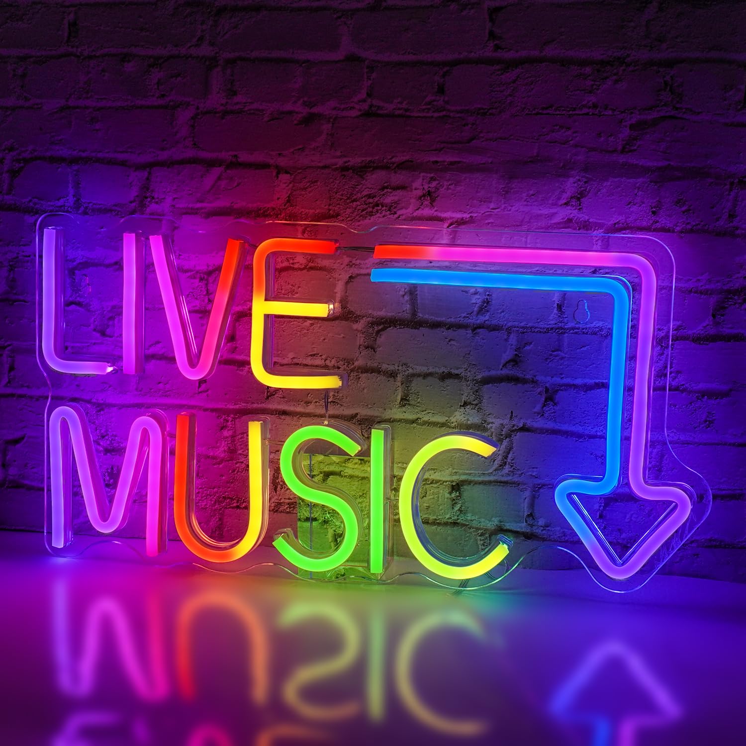 Horseneon Insegna al neon per musica dal vivo Insegna al neon musicale con luci cambianti RGB Lettera Luce al neon Musica Luci al neon con telecomando per camera da letto Bar Studio musicale Festa
