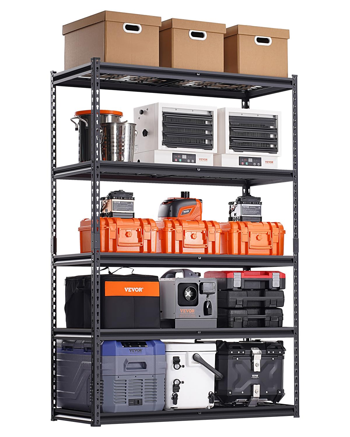 Photo 1 of VEVOR Storage Shelves, 3000 lbs, 5 Tier Heavy Duty Garage Shelving, 20" D x 48" W x 72" H Adjustable Metal Shelves for Industrial Shelving Unit Utility Shelf, for Kitchen, Warehouse, Basement, Black