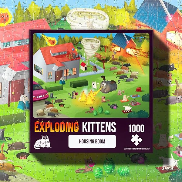 Exploding Kittens - PBOOM-1K-6 - Housing Boom - 1000 Piece Jigsaw Puzzles For Family Fun & Game Night - 3