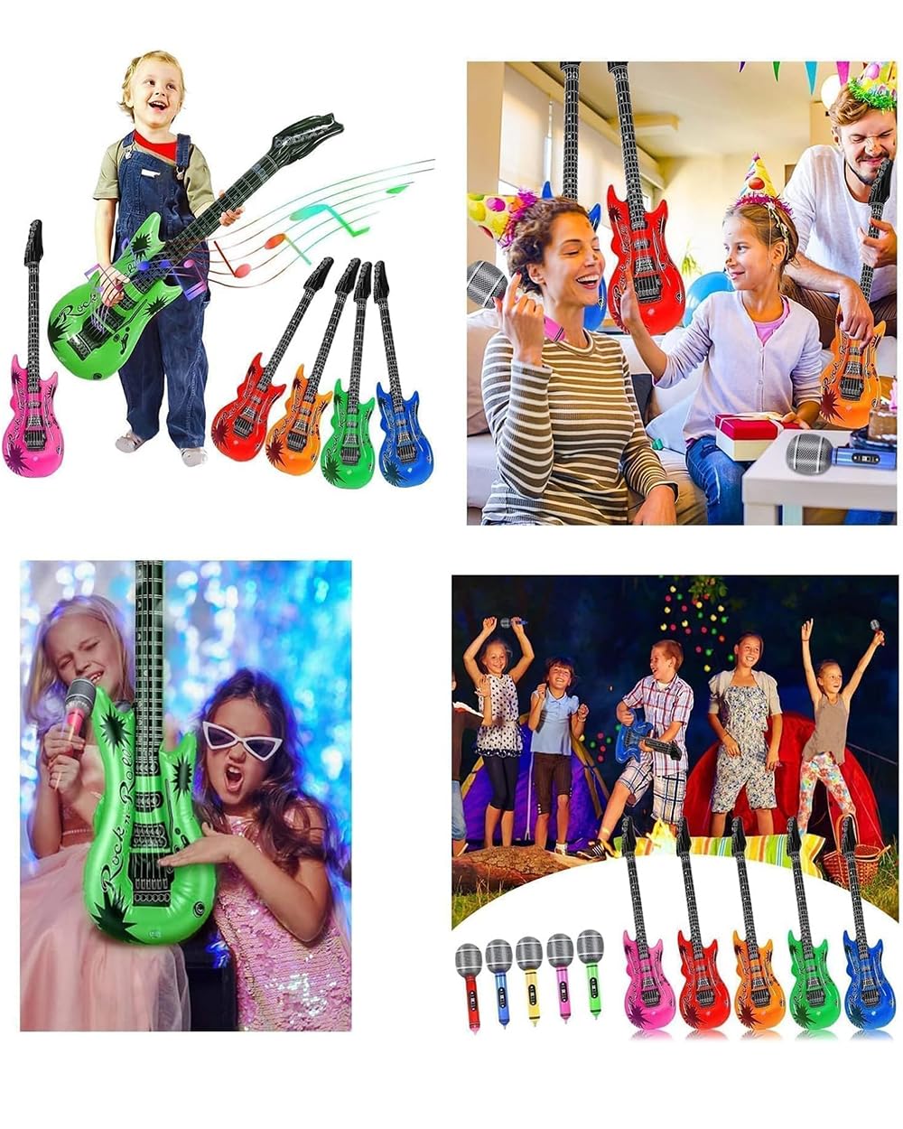 Libima Paquete de 6 instrumentos inflables, instrumentos musicales de tambor, accesorios de fiesta, decoraciones de los años 80 y 90, accesorios inflables de rock and roll para fiestas Libima Paquete de 6 instrumentos inflables, instrumentos musicales de tambor, accesorios de fiesta, decoraciones de los años 80 y 90, accesorios inflables de rock and roll para fiestas