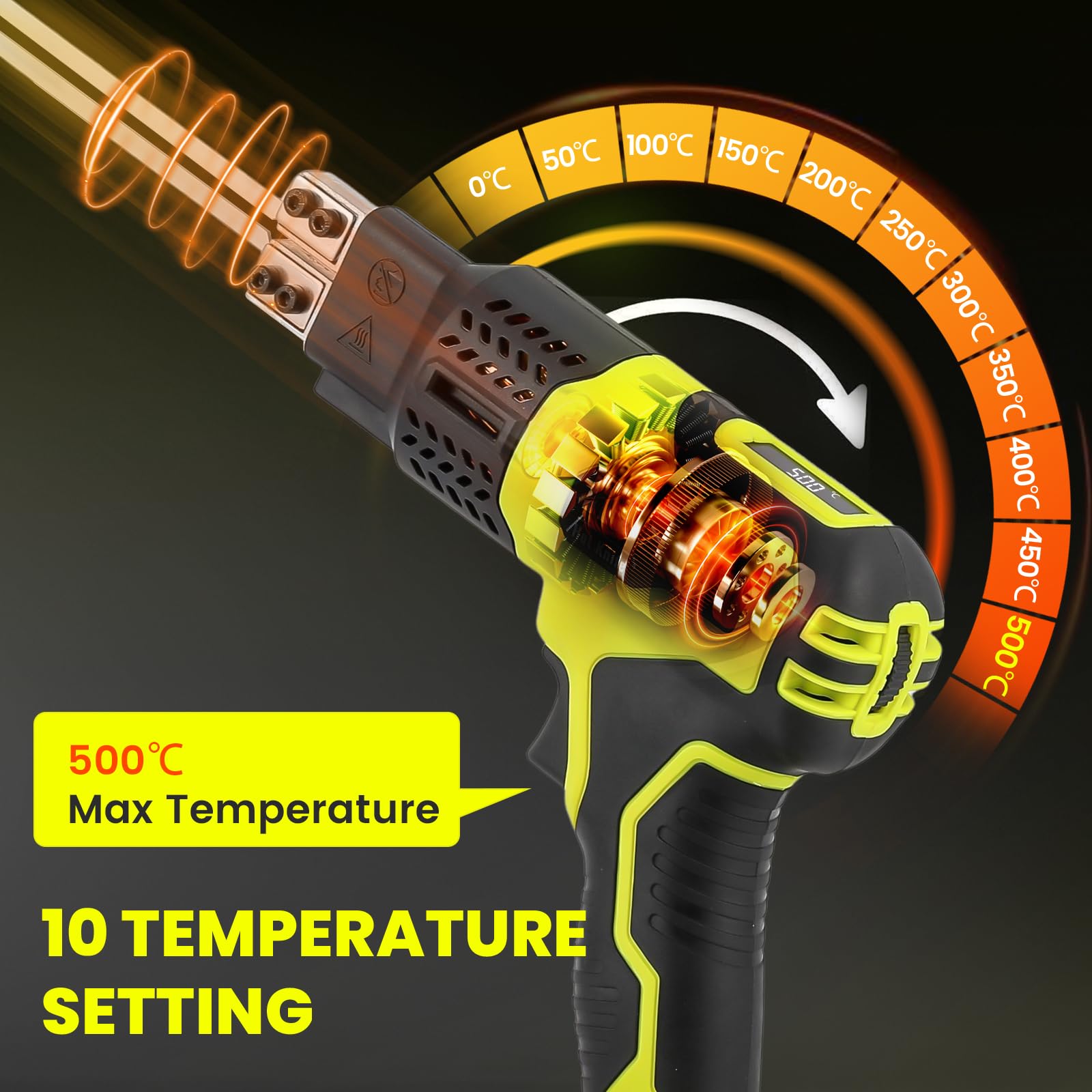 Huanyu Coltello a Caldo a Batteria con 2 Lame Terme 10cm + 15cm 100W Coltello Termico Elettrico con Display della Temperatura 500℃ Max (2 Lame)