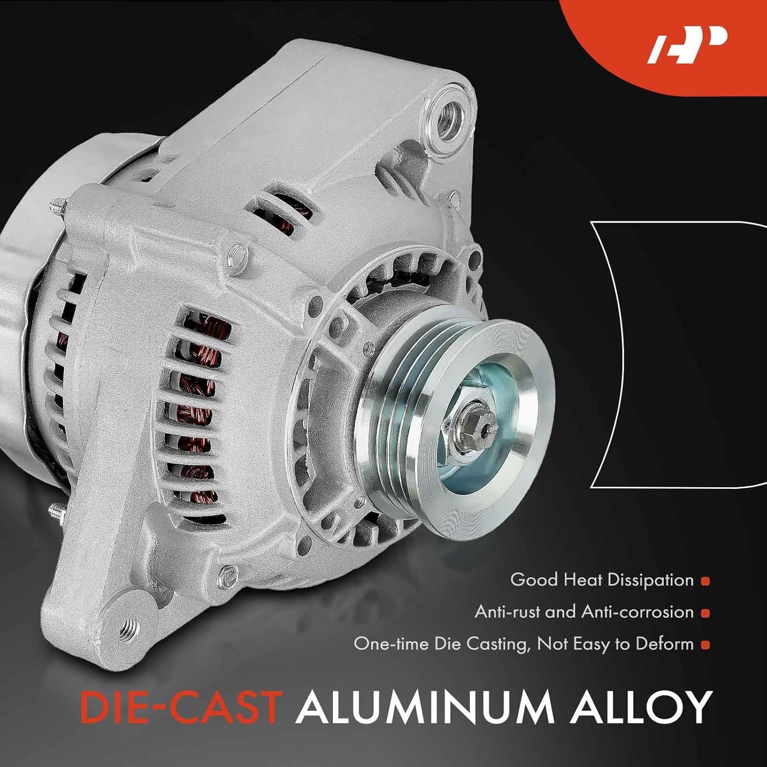 A-Premium Alternator Compatible with Toyota 4Runner 1993-1995, Pickup 1993-1995, T100 1993-1994, 3.0L, 12V 60A 4-Groove Pulley Clockwise, Replace# 2706065040, 2706065050