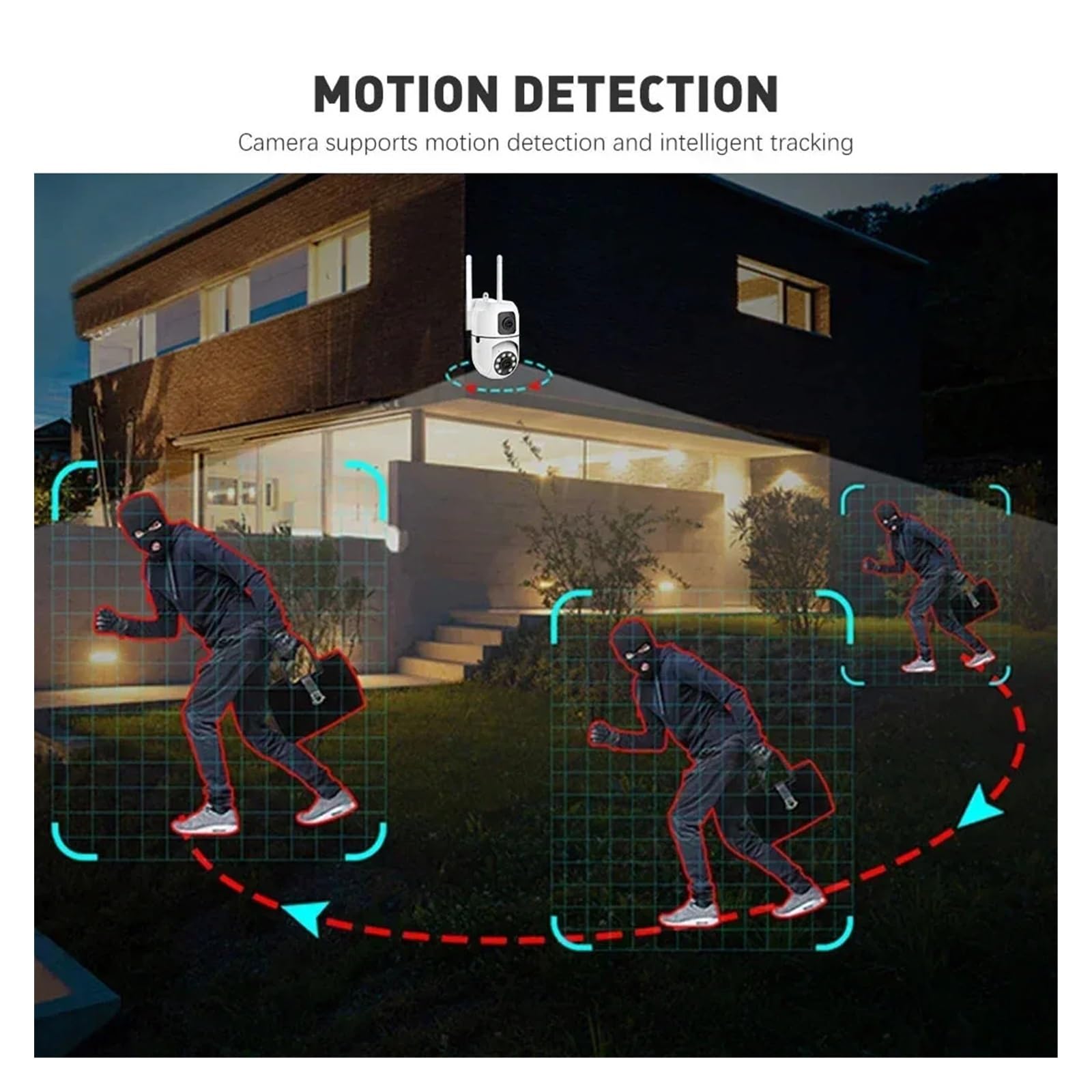 Kamera IP 4MP z podwójnym obiektywem WiFi Bezprzewodowa ochrona wewnętrzna Połączenie Bluetooth Kamery do monitoringu CCTV PTZ,Spokój ducha zawsze(4MP Add 128G SD)