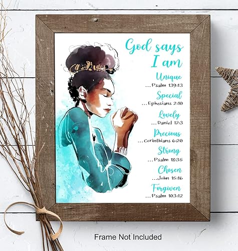 Miniatura 8 de Versículo bíblico para mujeres afroamericanas, grande, 11 x 14 pulgadas, decoración de pared, decoración cristiana inspiradora azul, regalos de