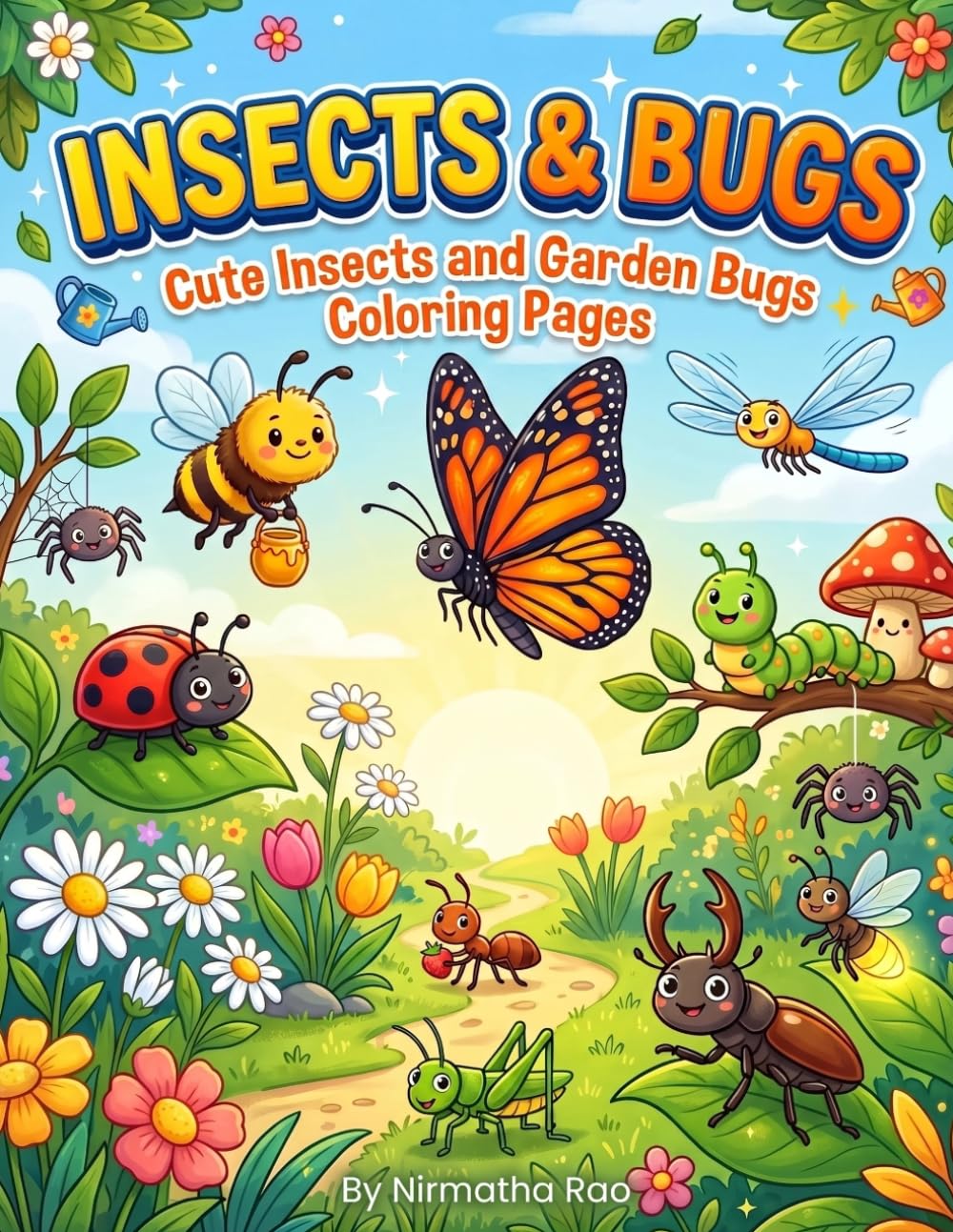 Insects and Bugs Coloring Book: Cute Insects and Garden Bugs Coloring Pages