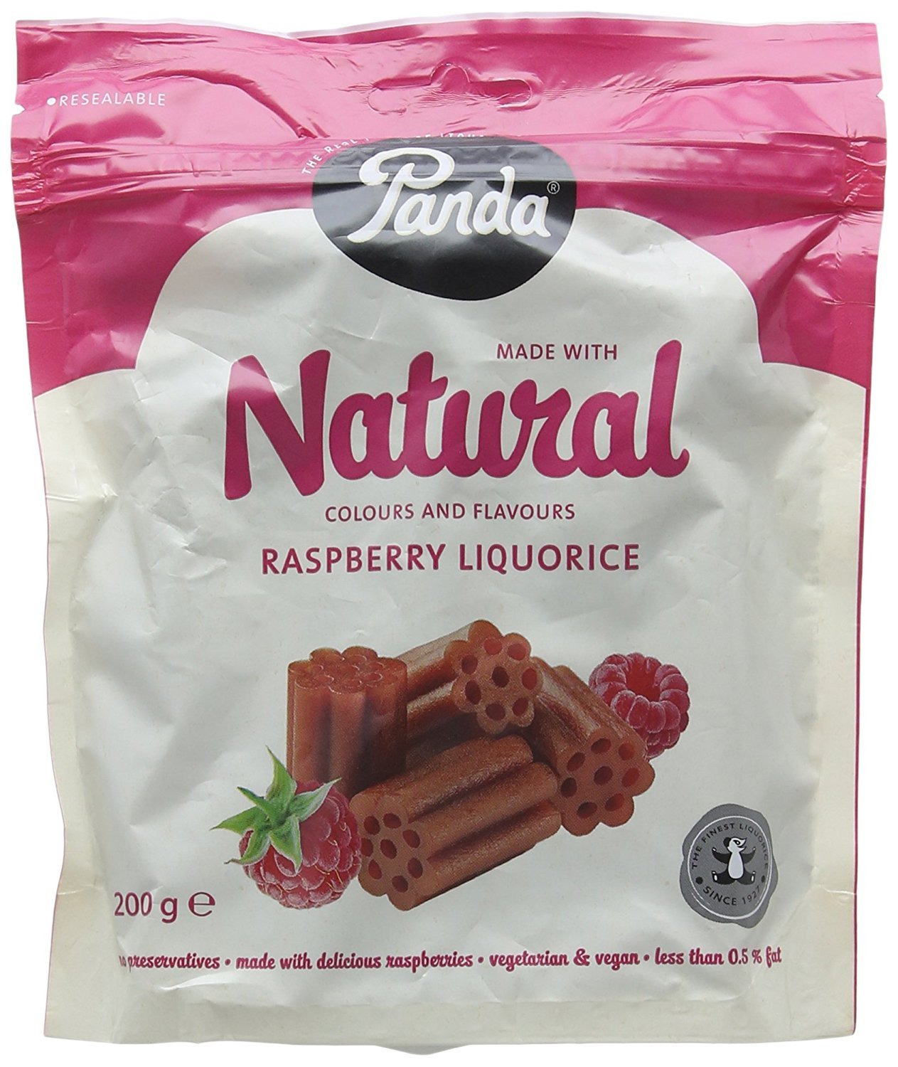 Panda Natural Raspberry Licorice 200 g (Pack of 6)