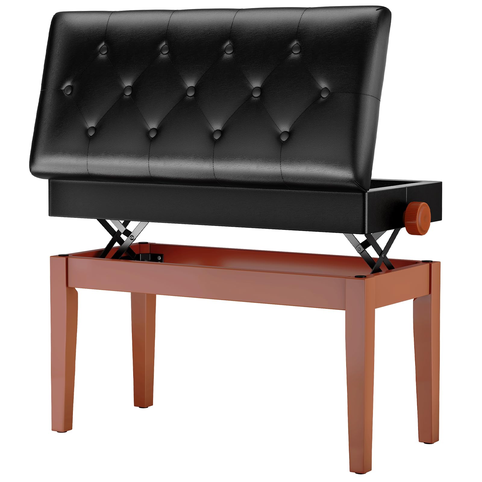 MAMIZO Taboret fortepianowy z regulacją wysokości 72 x 33 x 48-58 cm, ławka pianinowa z miejscem do przechowywania, ławka do fortepianu z poduszką ze skóry PU, ławka do keyboardu, krzesło fortepianowe