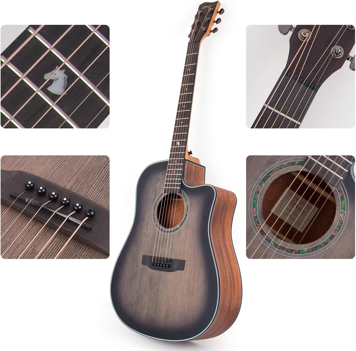 Buy lotmusic 41 Inch Acoustic Guitar Fullsize Dreadnought Professional