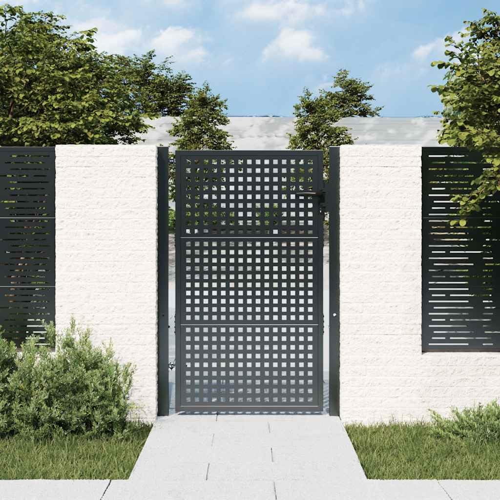 Portail de jardin en acier anthracite 105x200 cm réglable avec brise-vue