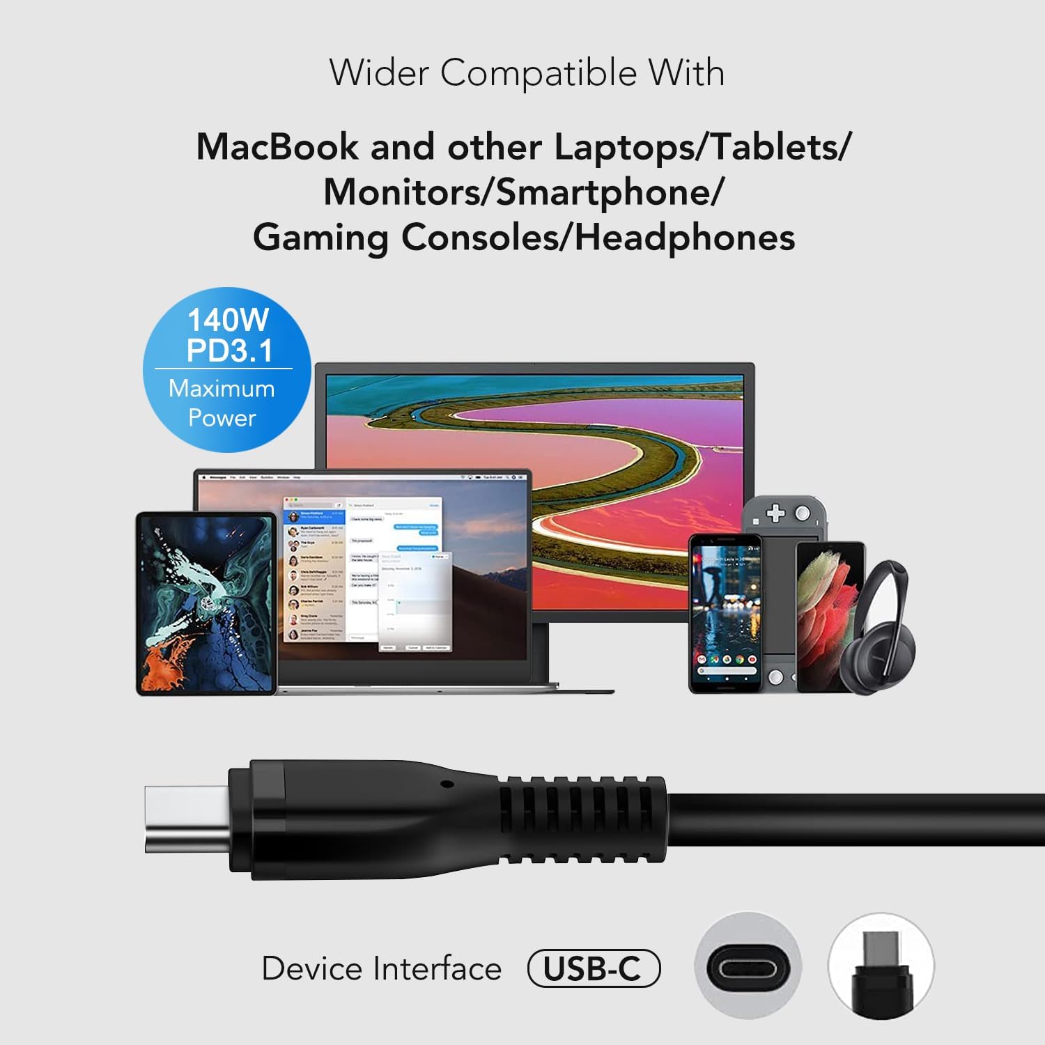 HKY 140W USB-C Power Adapter Supply GaN-based Ultra Compact PD3.1 for Avalon Nano 3 BTC Bitcoin Miner,Avalon Nano 3S Bitcoin Miner,eero PoE Gateway Wifi Route Replacement Canaan 28V 5A 140W PSU TP14A1