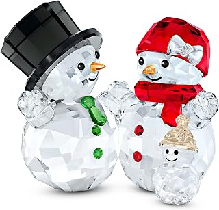 SWAROVSKI Crystal Snowman Family, Clear Crystal with Features of Coloured Crystal, from The Joyful Ornaments Collection