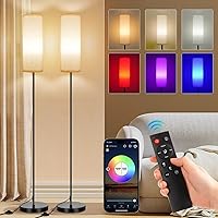 Vista 1 de FRIDEKO HOME Paquete de 2 lámparas de pie para sala de estar, colores regulables, temperatura y brillo, lámpara de pie moderna con control remoto
