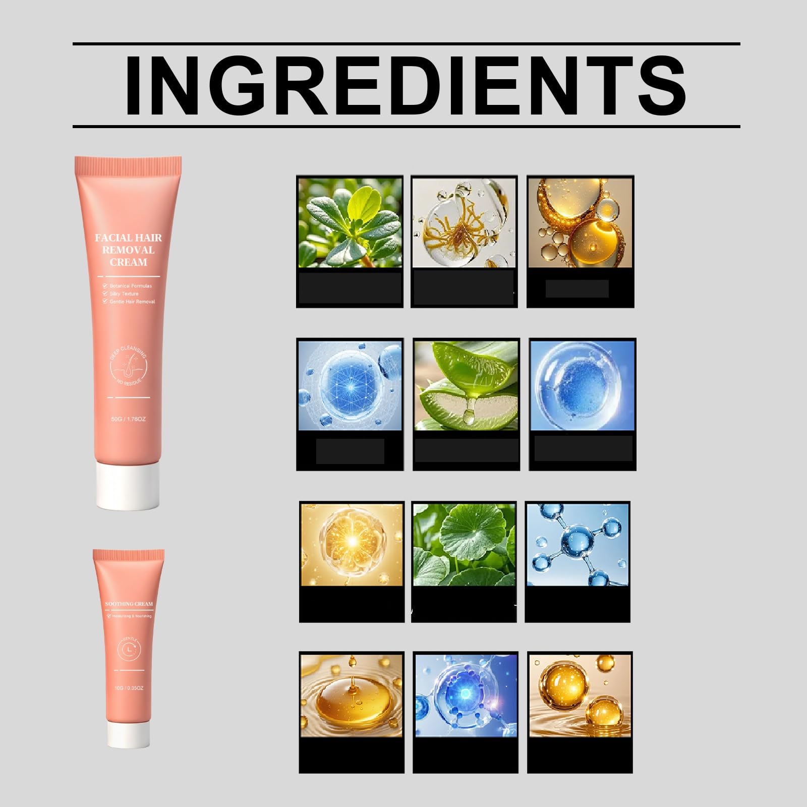 Set di creme depilatorie per il viso, crema depilatoria lenitiva, ad azione rapida, indolore, non irritante, depilazione liscia e idratante (set da 6)
