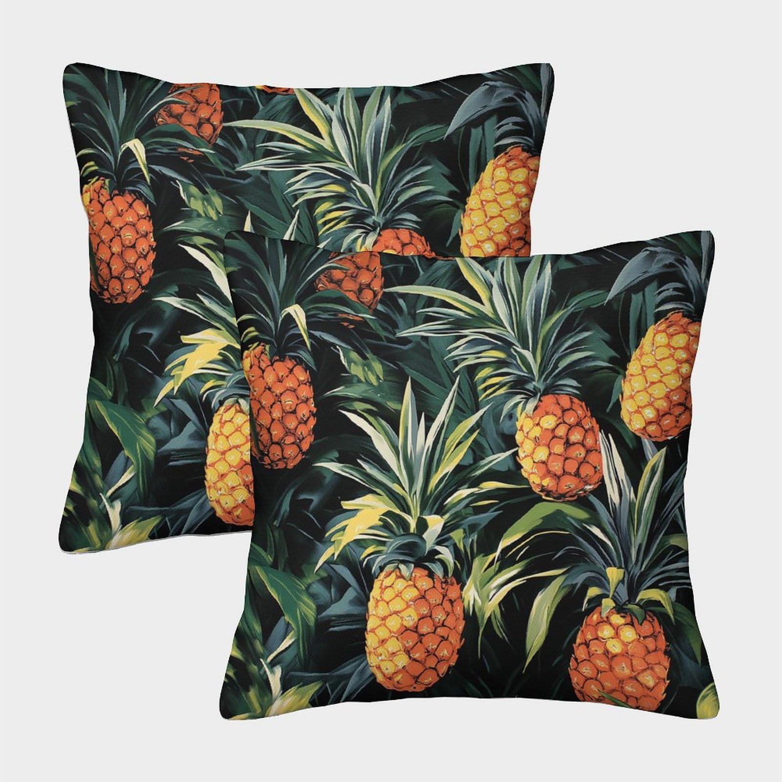 kaiyun 2 Pack Tropical Leaves Pattern - Pineapple Personalised Cushion Cover Home Sofa Decoration 45x45cm Pillow Covers