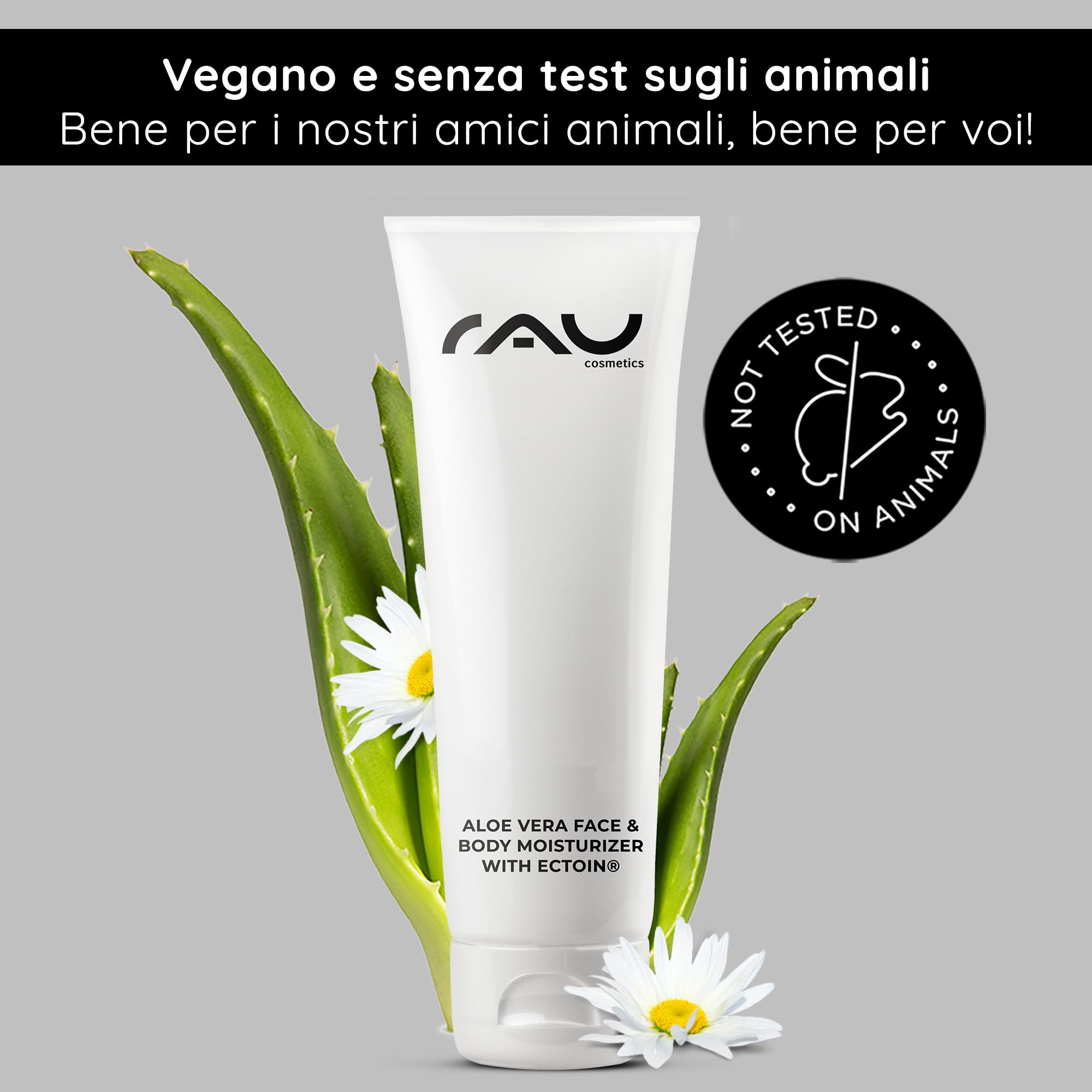 RAU Cosmetics Aloe Vera Gel Idratante Viso 50 ml - Gel Lenitivo con Ectoin® Pantenolo e Centella Asiatica - Cura Intensiva per Pelle Secca Sensibile e Stressata