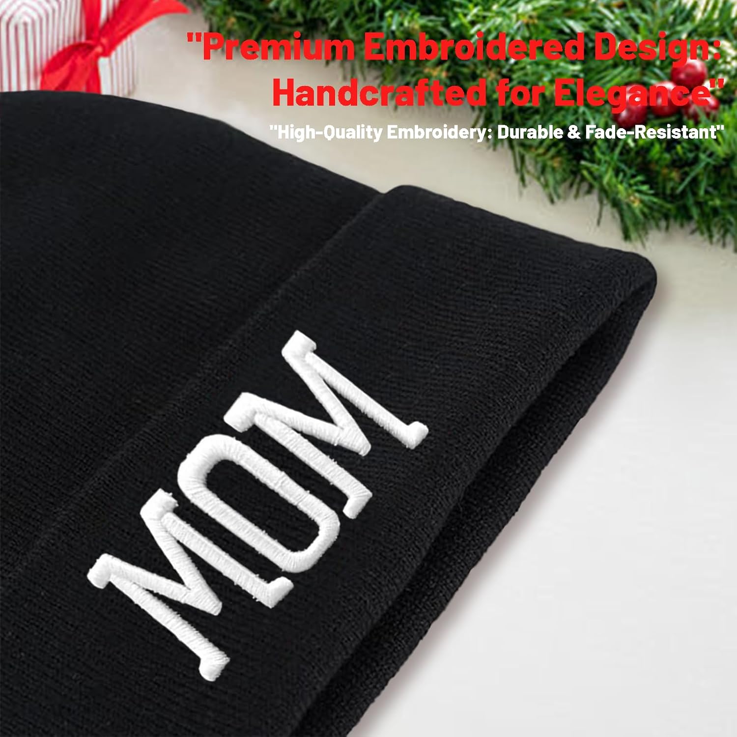 Mommin' Hat Funny Beanie for Women for Mom & Mama, Winter Warm & Soft Knit Hats - Image 4