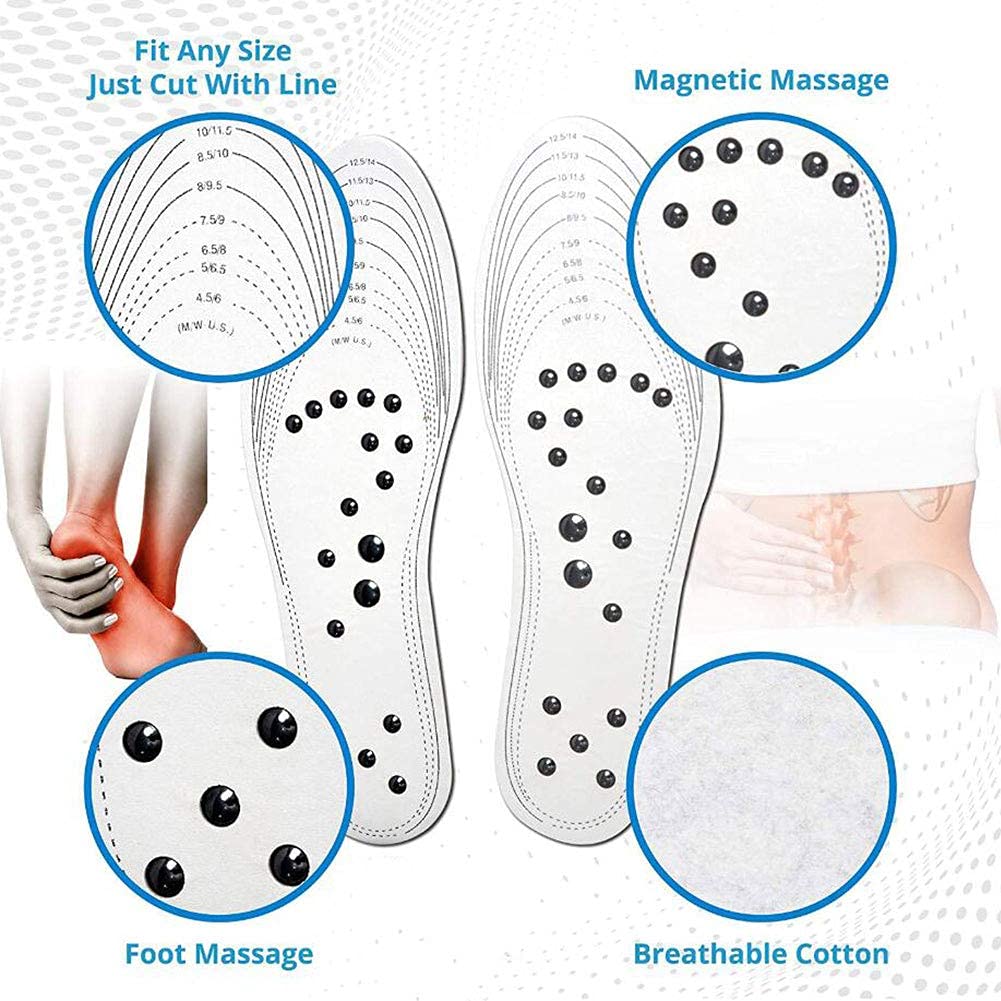 Solette, Solette massaggianti magnetiche con 18 Aree di Massaggio Magnetico, Solette for Scarpe antidolorifiche for fascite Plantare(White,1 Pairs)