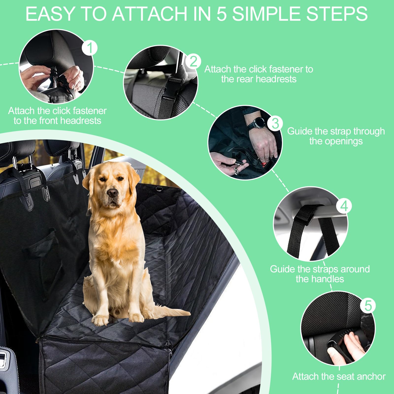KYG Protection Voiture Chien, Housse de Siège pour Chien Luxueux Motif Protection Complète