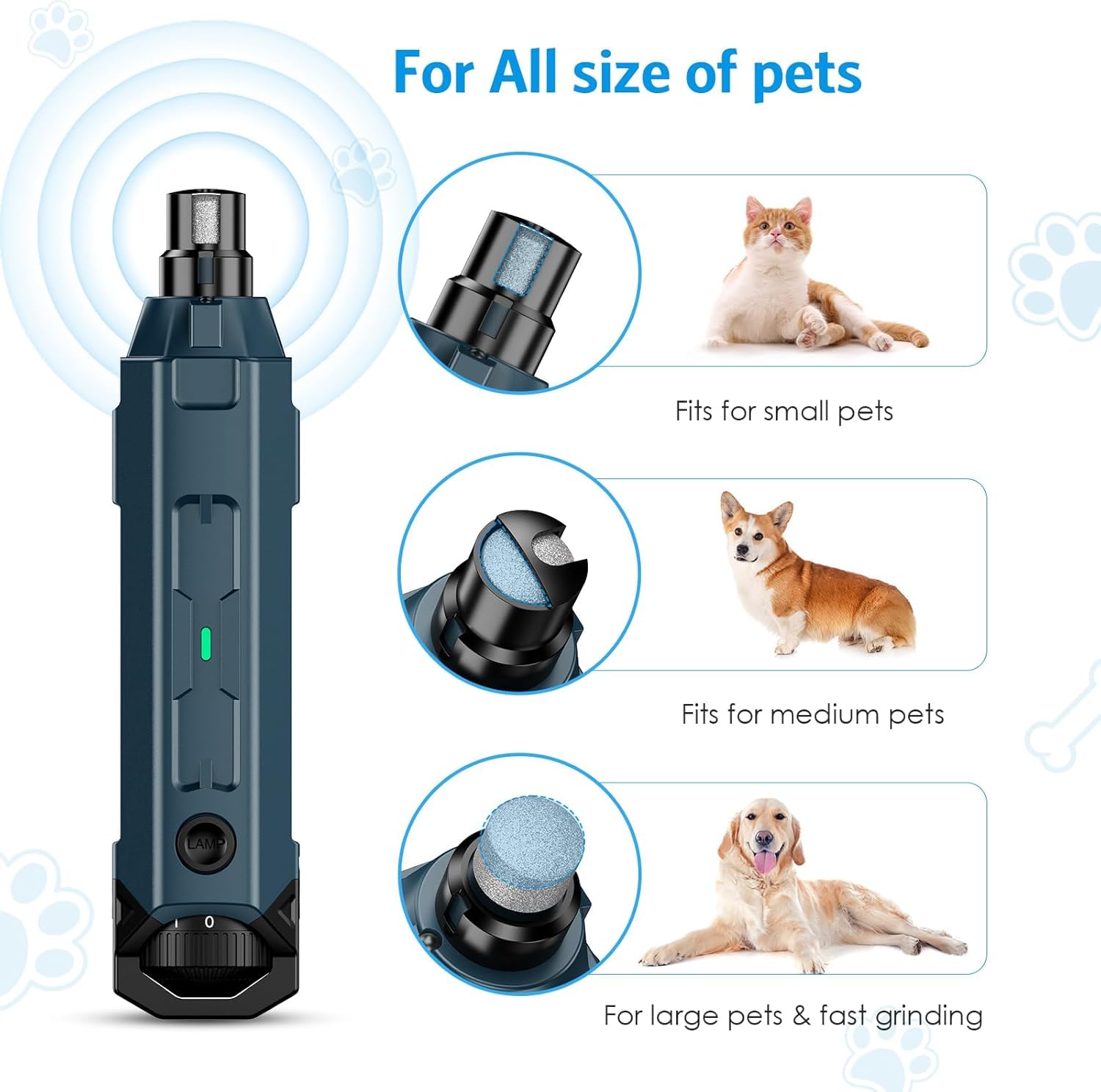 6-Speed Rechargeable Dog Nail Grinder, Quiet, Painless & Powerful Pet Nail Trimmer for Large Medium & Small Dogs - Image 3