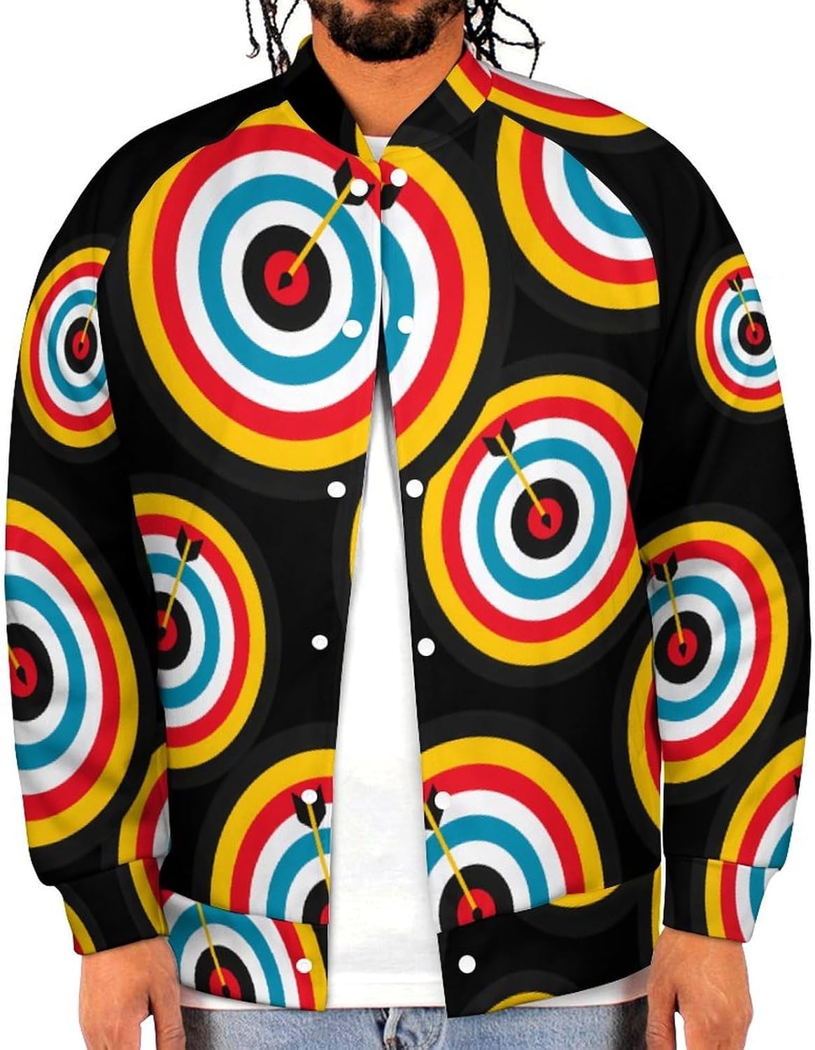 Archery Bullseyes Target Sports Baseball Jacket Fashion Sports Sweatshirts Sweater Casual Coat Outwear for Men