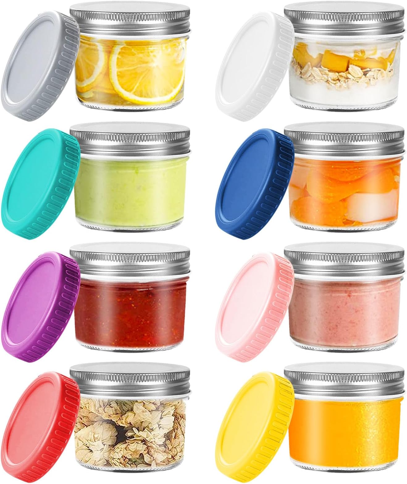 12 Pcs Small Glass Condiment Containers with Lids Glass
