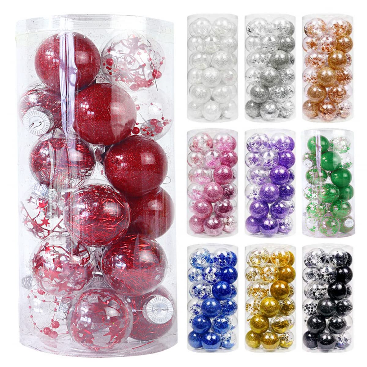 ZYWUOY Lot de 24 boules de Noël incassables - 6 cm