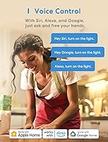Vista 5 de meross Interruptor de luz inteligente compatible con Apple HomeKit, Siri, Alexa, Google Assistant y SmartThings, interruptor de luz Wi-Fi de 2.4